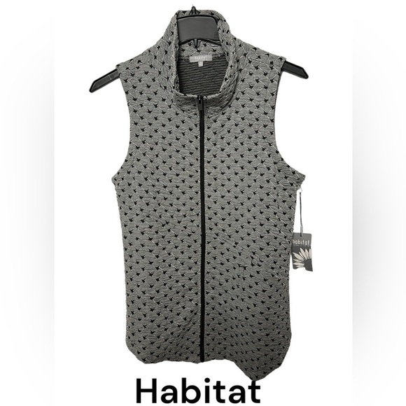 HABITAT VEST women zip up Grey,black,asymmetrical,collar.NWT,M,L,XL,Fall,gift - Picture 1 of 16